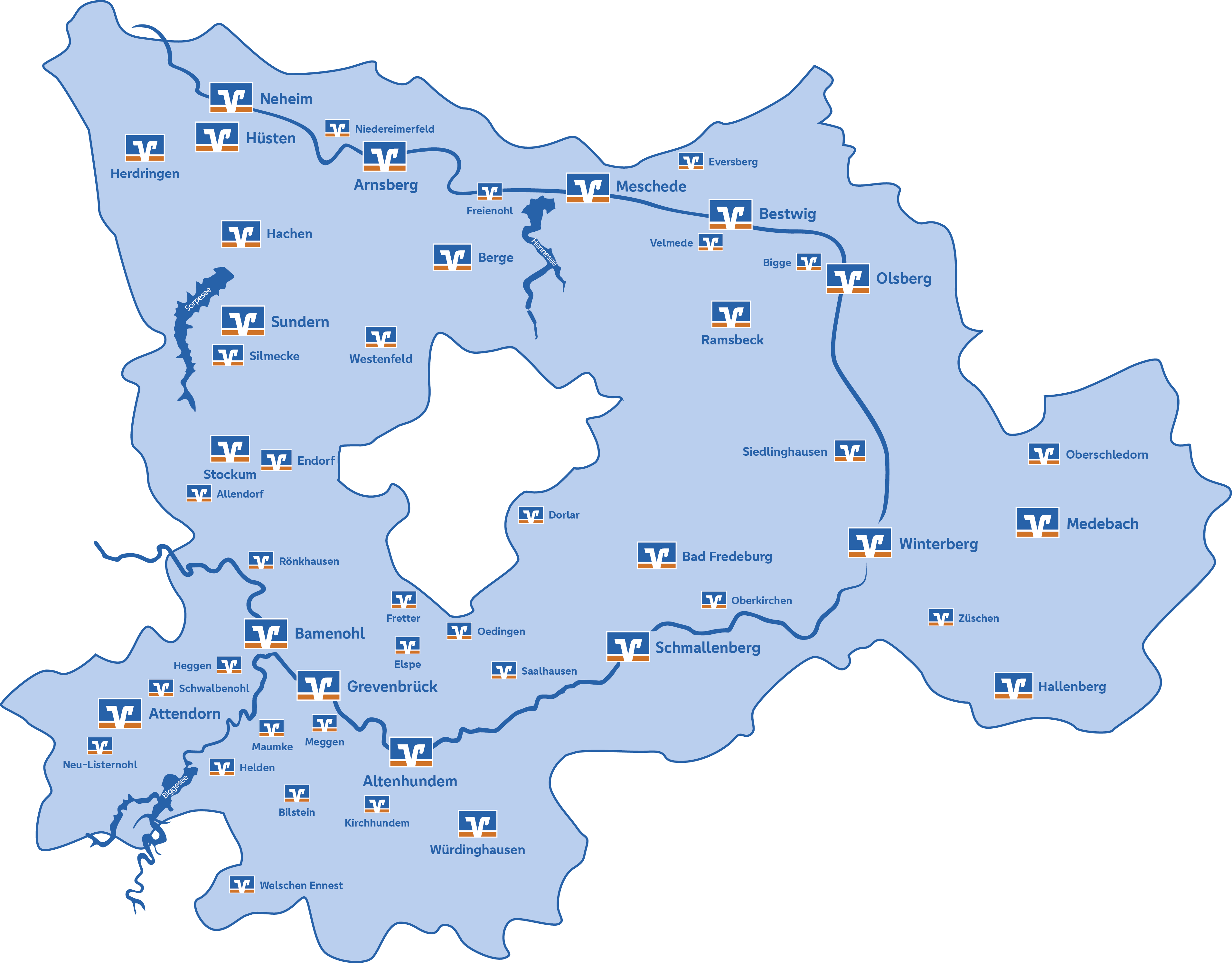 Geschäftsgebiet der Volksbank Sauerland eG Geschäftsgebiet der Volksbank Sauerland eG